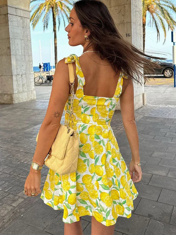 Gigi | Gele Dames Jurk Met Bloemen