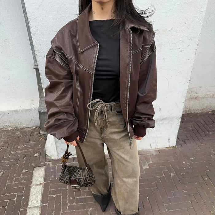 Zoe | Oversized Leren Jas