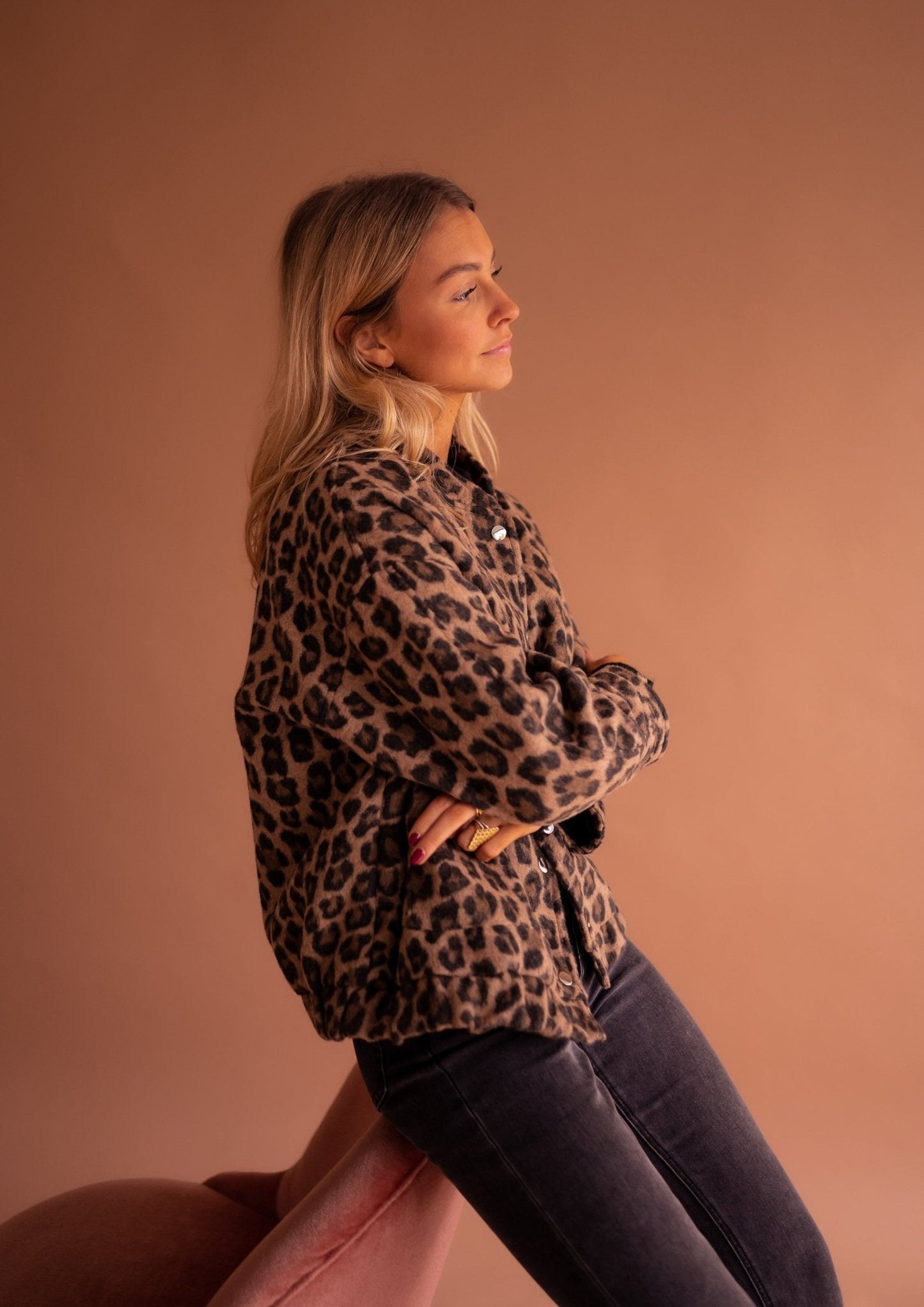 Élodie | Bomberjack Met Luipaard Print