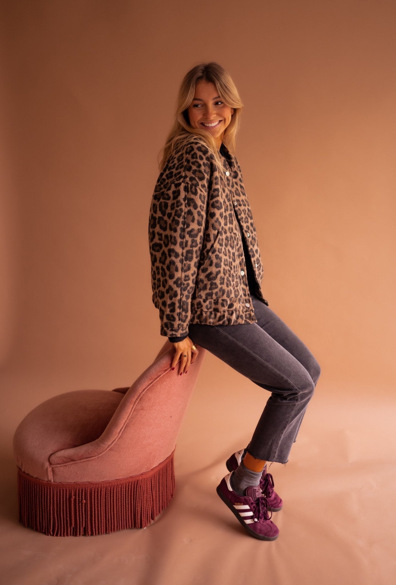 Élodie | Bomberjack Met Luipaard Print