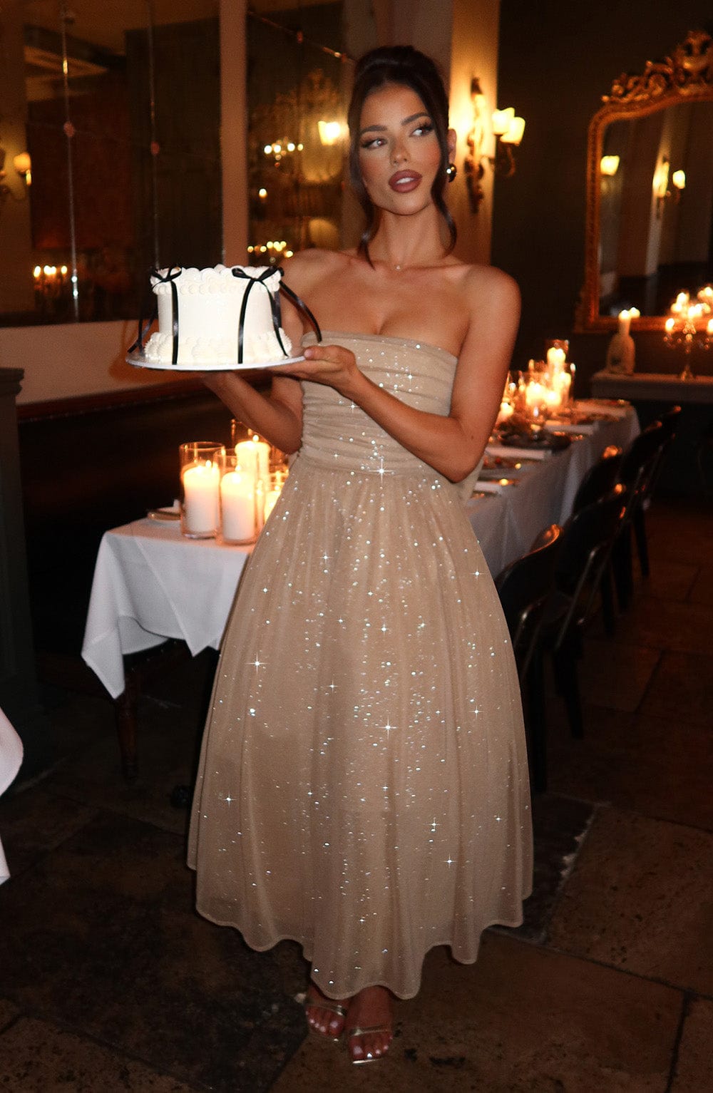 Milou | Strapless Glitterjurk