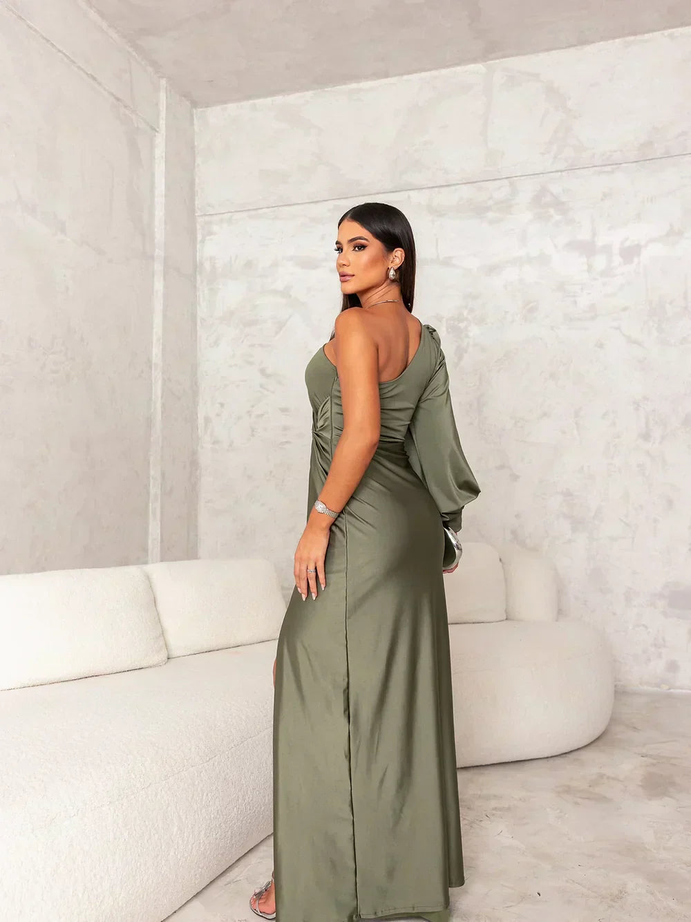 Felicia | Stijlvolle Satijnen One-Shoulder Jurk