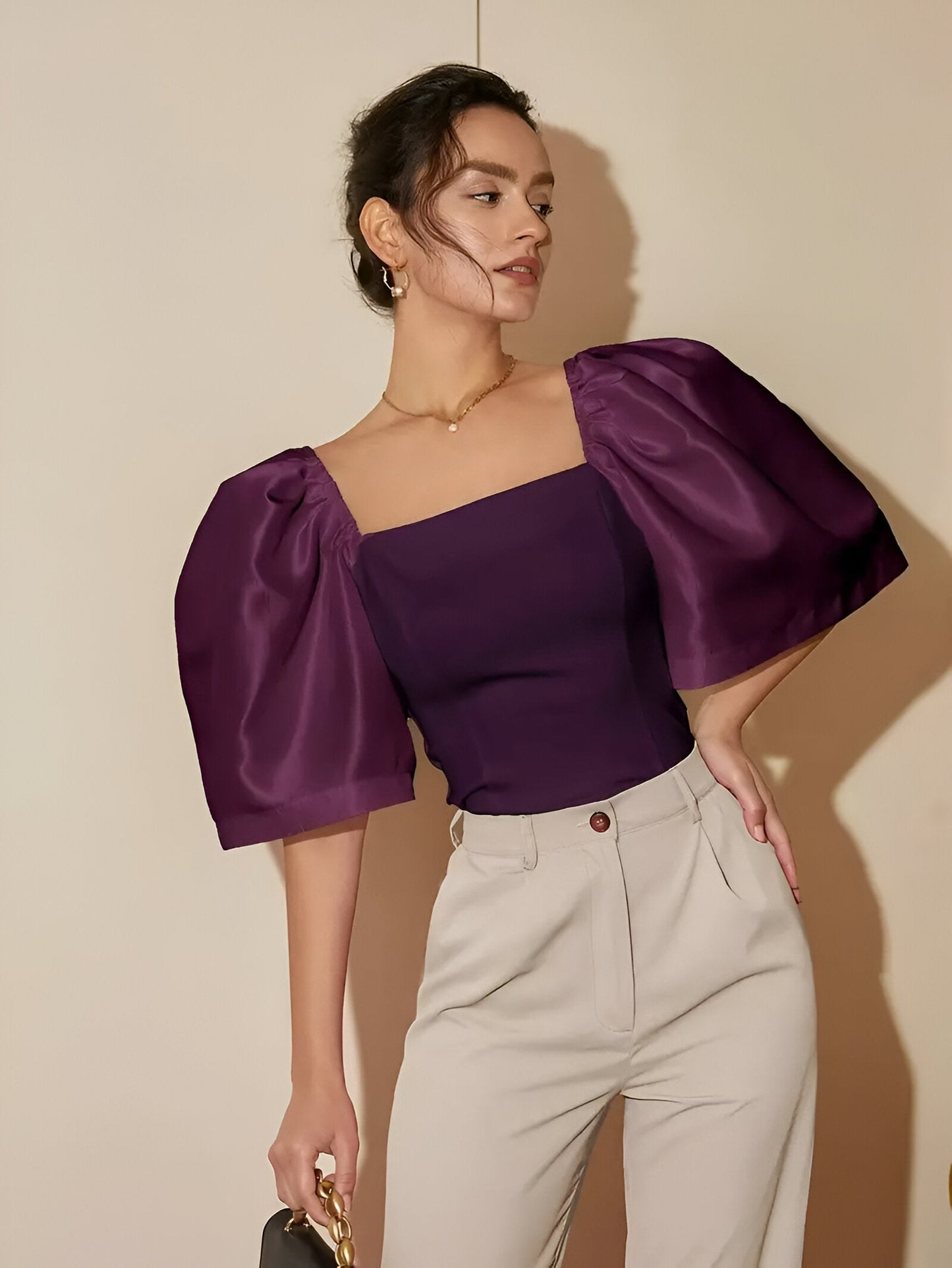 Bobby | Blouse Met Vierkante Hals En Pofmouwen