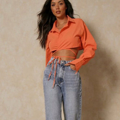 Nathalie | Korte Blouse Met Touwtjes