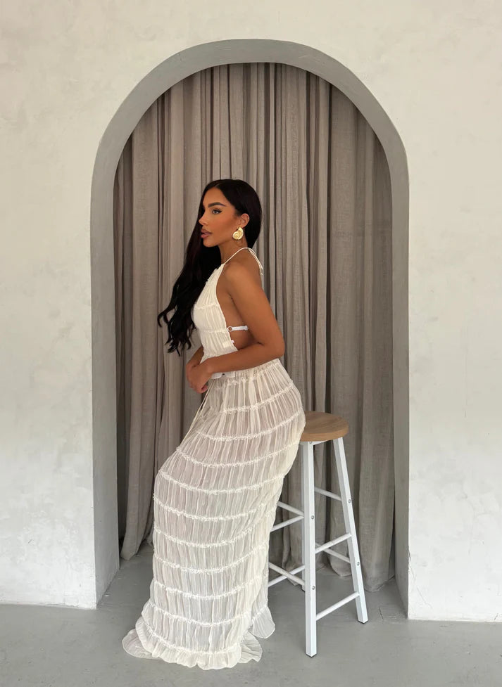 Blaire | Witte Zomer Set Top Met Lange Rok