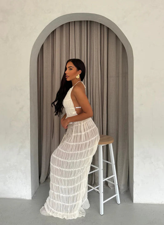 Blaire | Witte Zomer Set Top Met Lange Rok