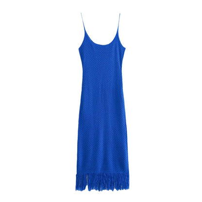 Carlijn | Gebreide Blauwe Zomerjurk