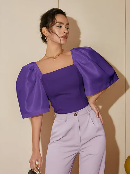 Bobby | Blouse Met Vierkante Hals En Pofmouwen
