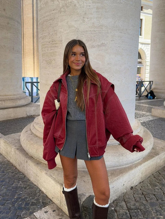 Zoe | Oversized Leren Stoere Jas