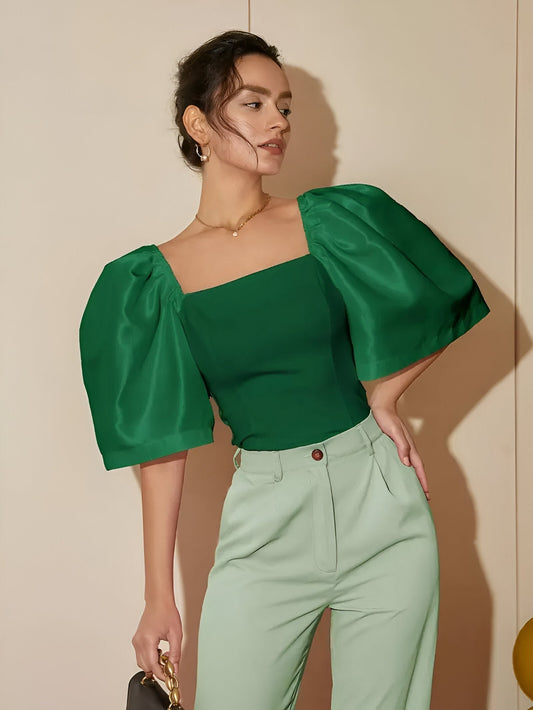 Bobby | Blouse Met Vierkante Hals En Pofmouwen