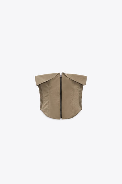 Kiana | Bruine Tweedelige Set Top Met Broek