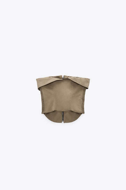 Kiana | Bruine Tweedelige Set Top Met Broek