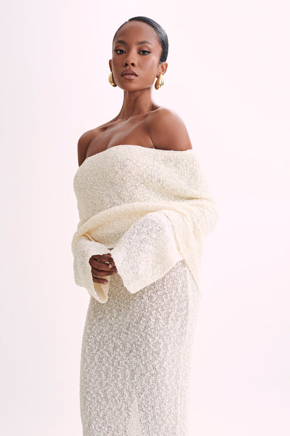 Senna | Witte Lange Offshoulder Zomerjurk