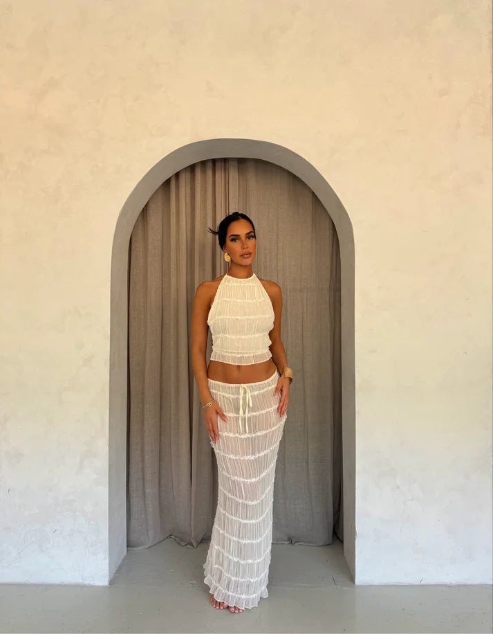 Blaire | Witte Zomer Set Top Met Lange Rok