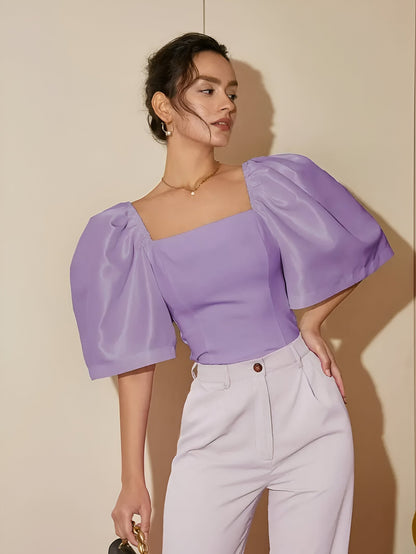 Bobby | Blouse Met Vierkante Hals En Pofmouwen