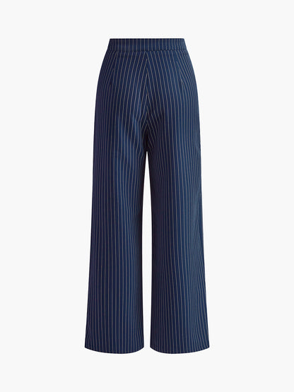 Envy | Marineblauw Met Wit Gestreepte Broek