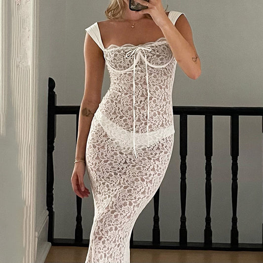 Zoe | Lange Witte Kantenjurk