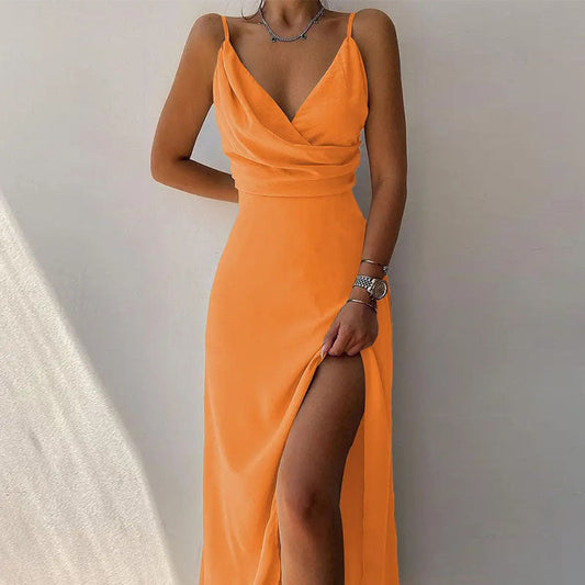 Alaya | Elegante Maxi Jurk Met Split Voor Dames