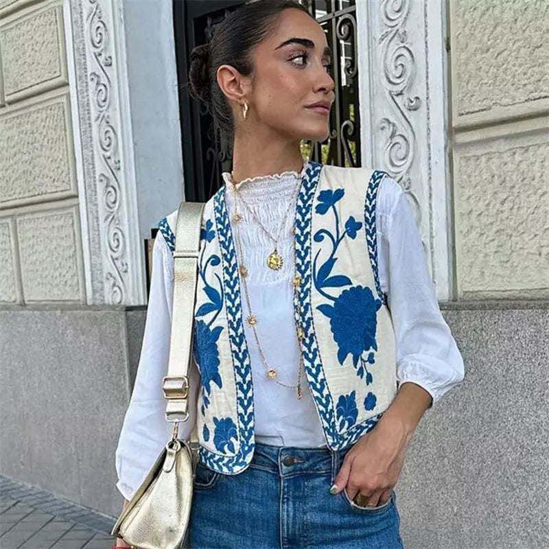 Dorine | Gilet Met Bloemen