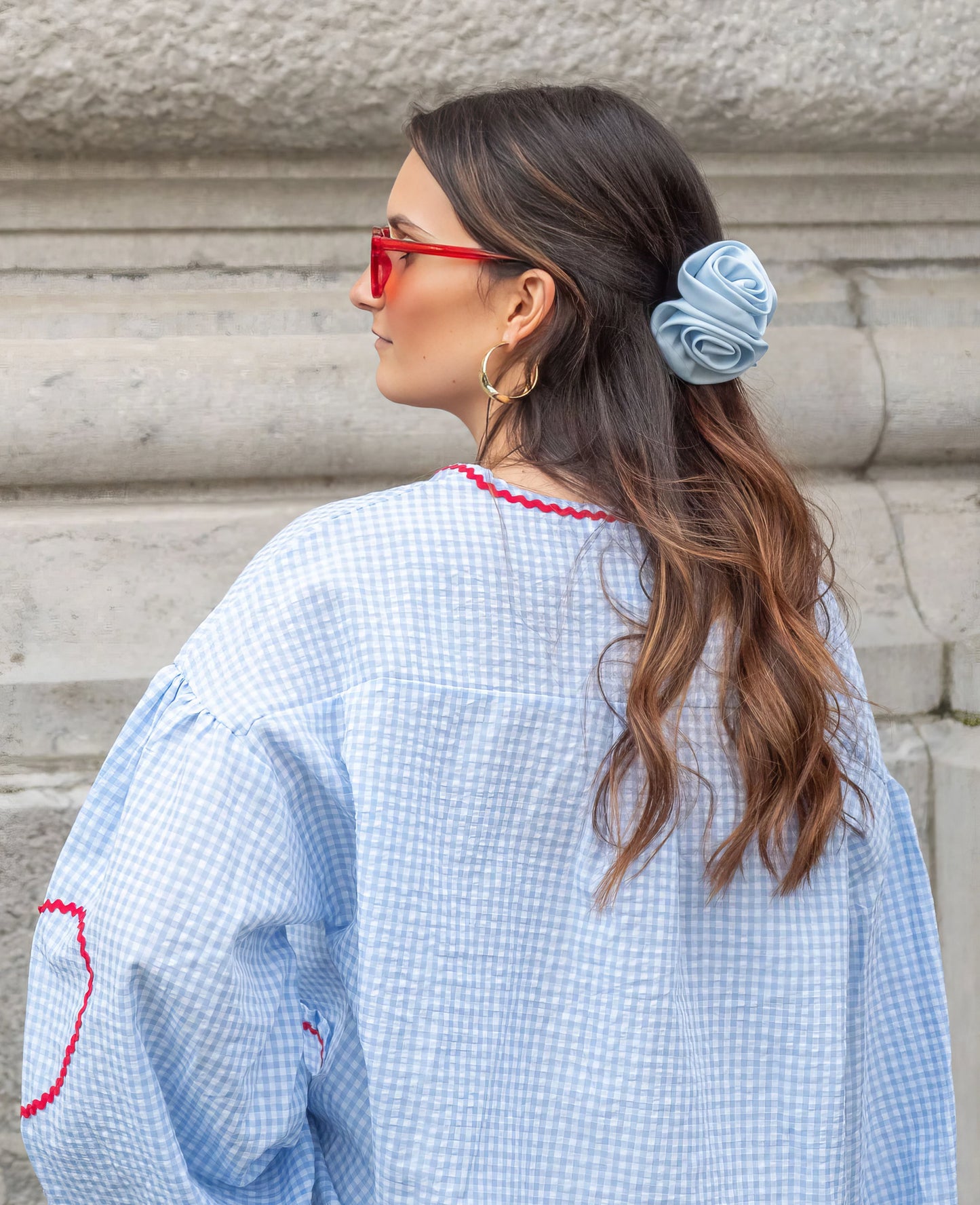 Tiffany | Geruite Blouse Met Hartdetail