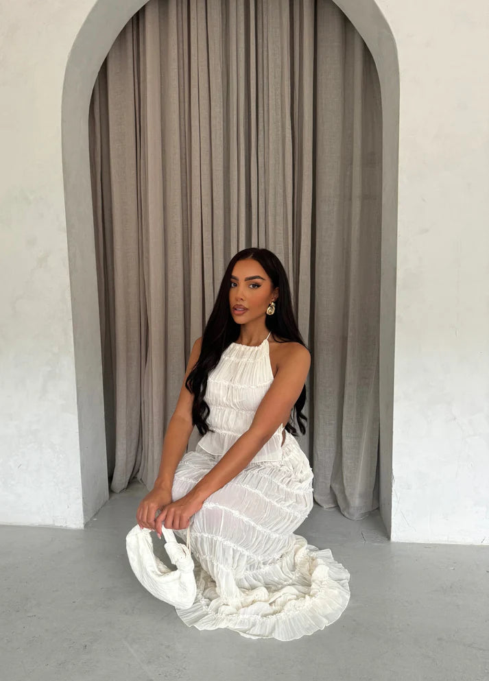 Blaire | Witte Zomer Set Top Met Lange Rok