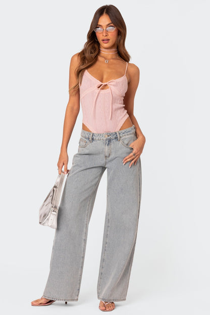 Florine | Oversized Jeans Met Strikjes Op Achterzak