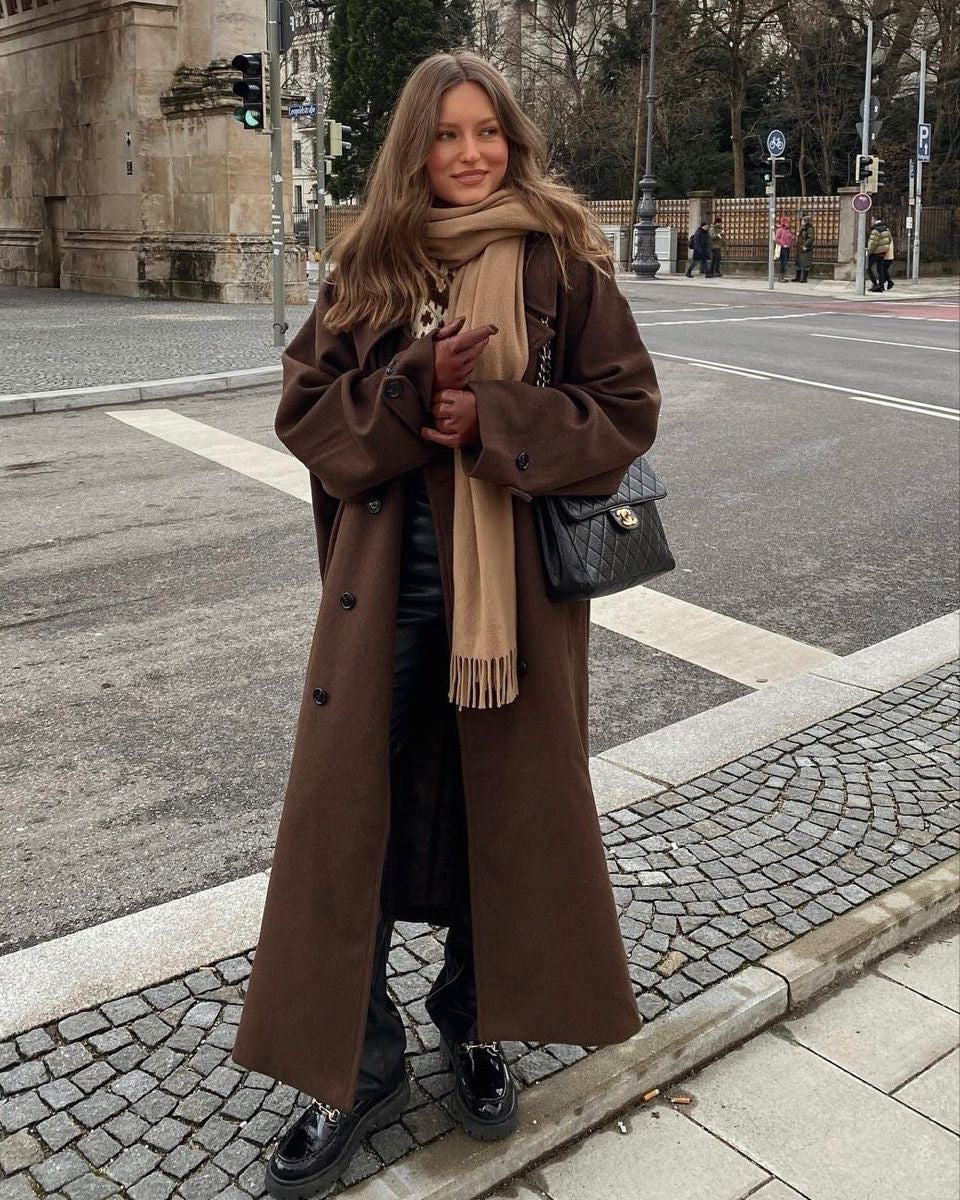 Samie | Bruine Lange Trenchcoat