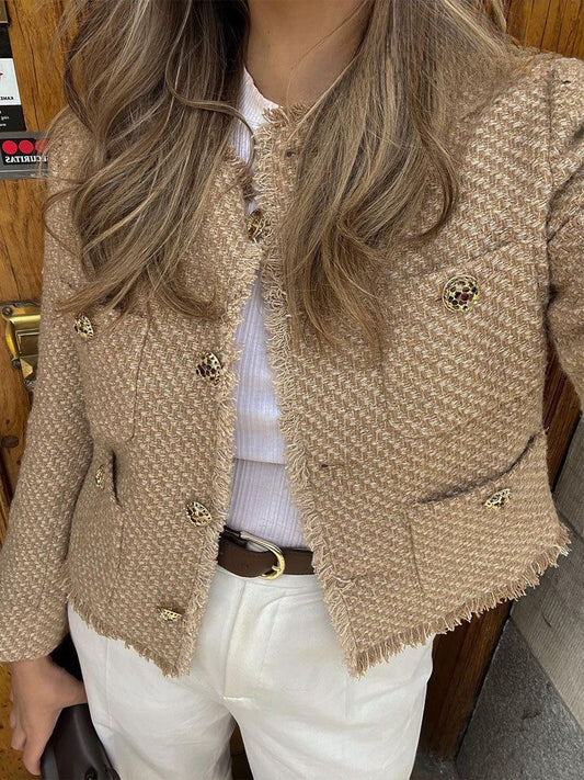 Rosa | Tweed Vest Met Goude Knopen