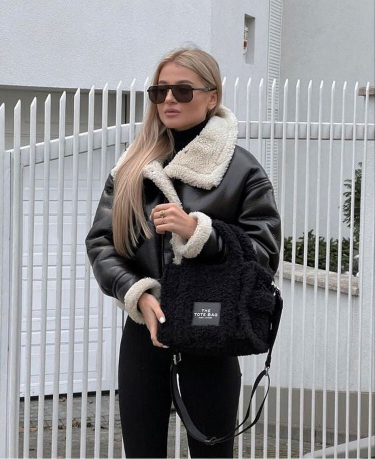 Ivy | Leren Jas met Imitatiebont