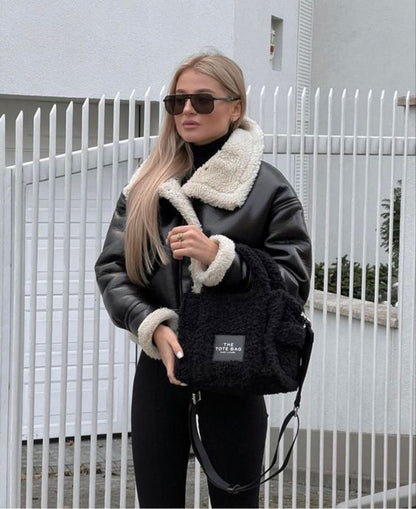 Ivy | Leren Jas met Imitatiebont