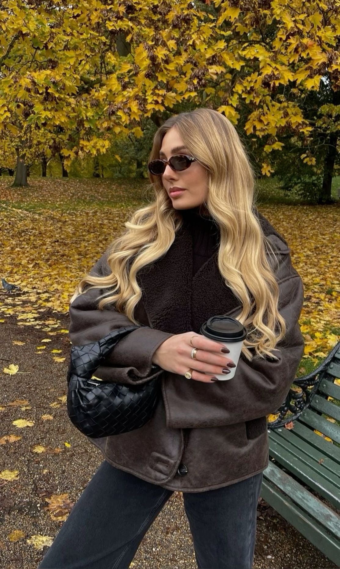 Ivy | Bruine Leren Jas Met Imitatiebont