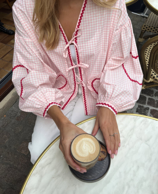 Tiffany | Geruite Blouse Met Hartdetail