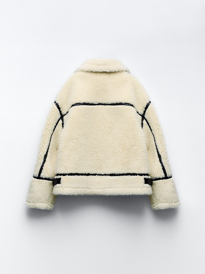 Marie-Claire | Zachte Witte Teddyjas Met Zwarte Details