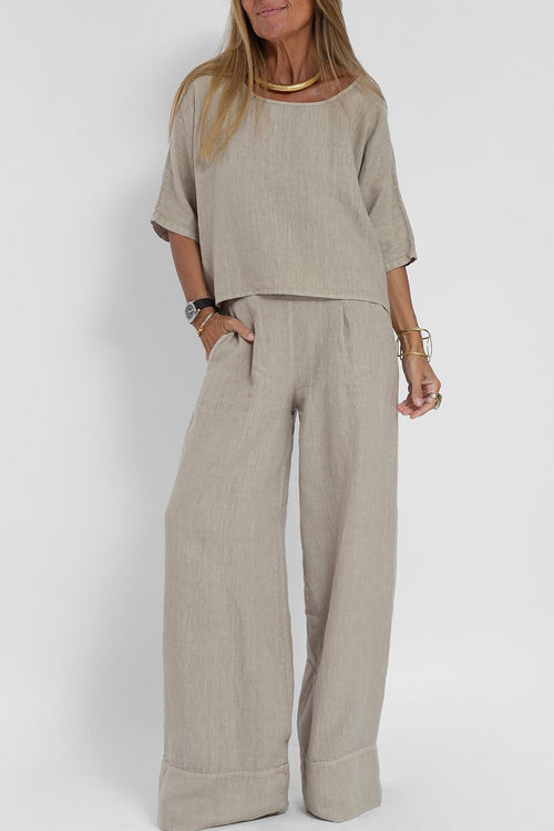 Margaux | Luchtig Tweedelig Pak Met Hoge Taille Broek