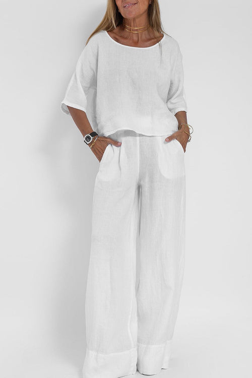 Margaux | Luchtig Tweedelig Pak Met Hoge Taille Broek