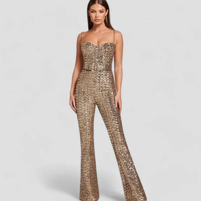 Louise | Elegant Goude Jumpsuit Met Pailletten