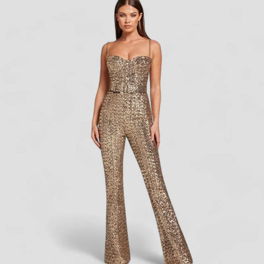 Louise | Elegant Goude Jumpsuit Met Pailletten