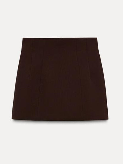 Romy | Bruine Set Rok Met Blazer
