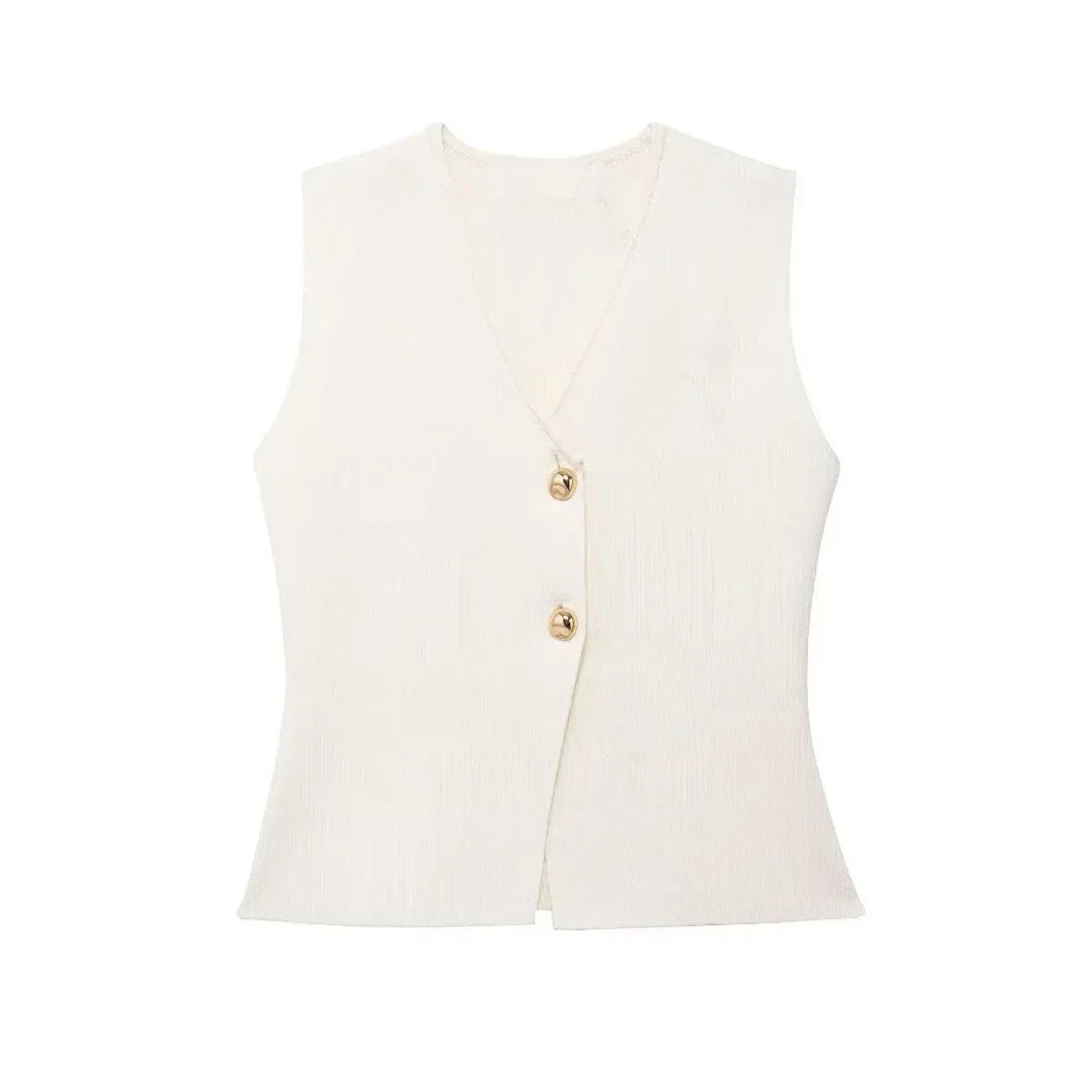 Gabrielle | Elegante Gilet Met Goude Knopen