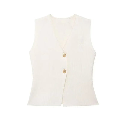 Gabrielle | Elegante Gilet Met Goude Knopen