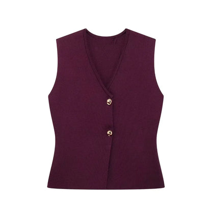 Gabrielle | Elegante Gilet Met Goude Knopen