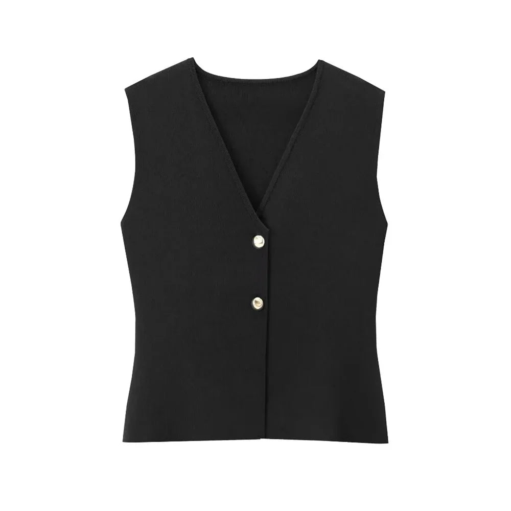 Gabrielle | Elegante Gilet Met Goude Knopen