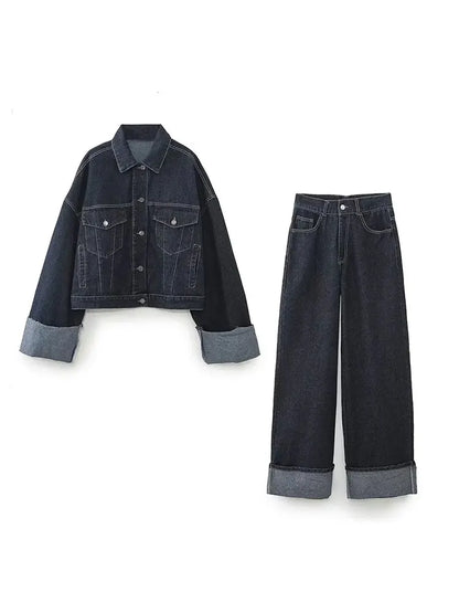 Maya | Denim Tweedelige Set Jas Met Broek