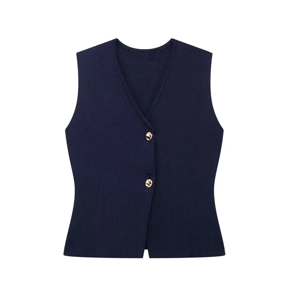 Gabrielle | Elegante Gilet Met Goude Knopen