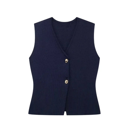 Gabrielle | Elegante Gilet Met Goude Knopen