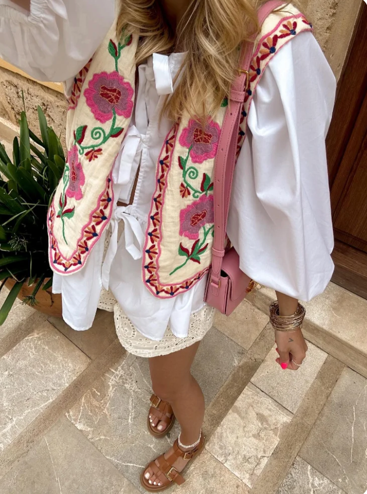 Dorine | Gilet Met Bloemen