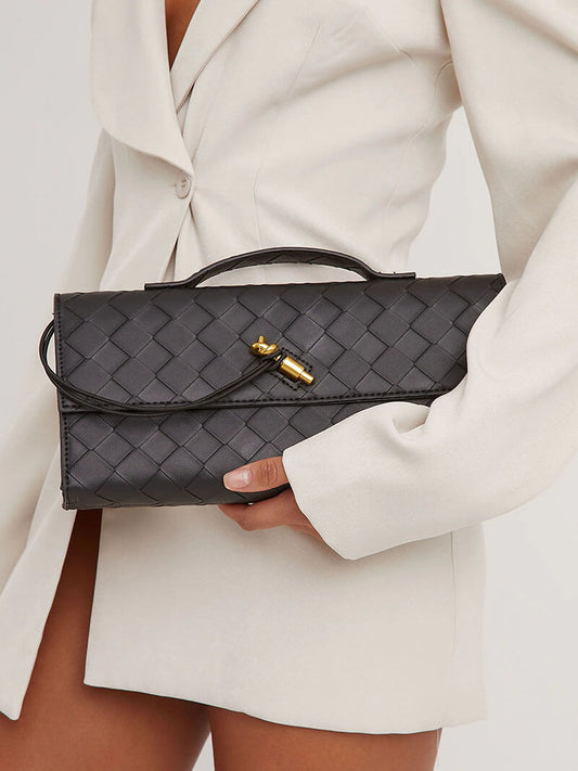 Celeste | Luxe Geweven Handtas Met Gouden Sluiting