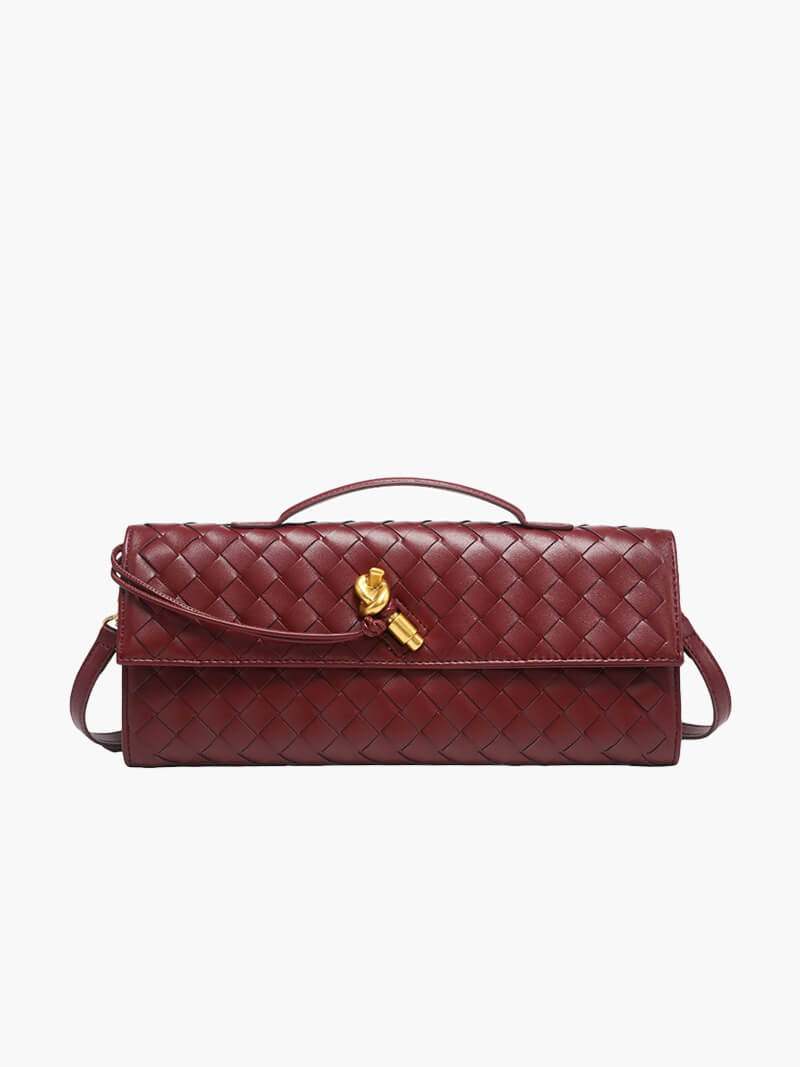 Celeste | Luxe Geweven Handtas Met Gouden Sluiting
