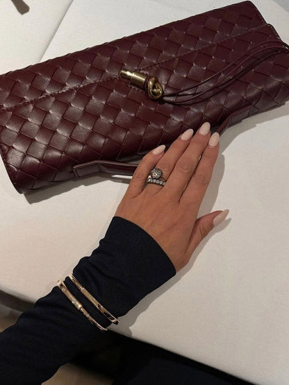 Celeste | Luxe Geweven Handtas Met Gouden Sluiting