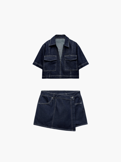 Salomé | Denim Set Top Met Skort